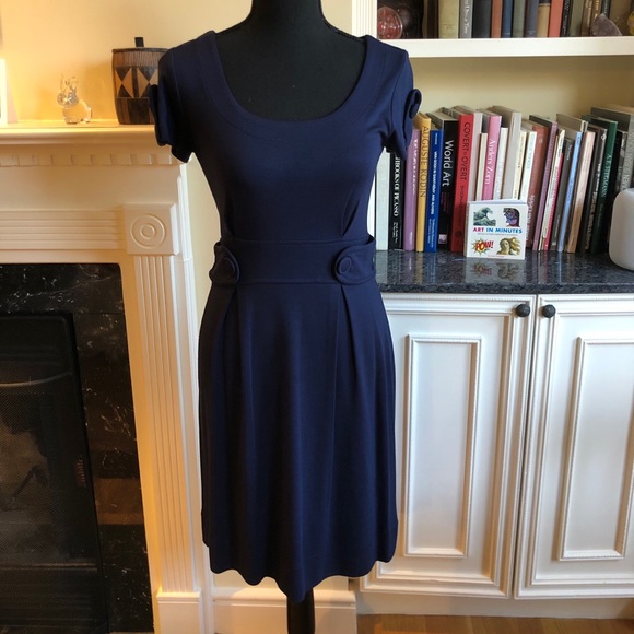 Navy Blue Soft Synthetic Dress - Picture 1 of 7